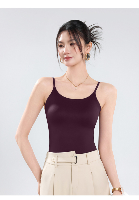 Maieu damă sling cu pernuțe pentru bust, fără fir, fără cusături, acoperire a spatelui, material nylon-spandex