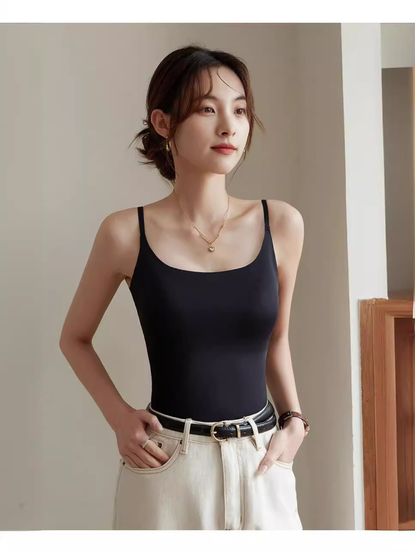 Maieu damă sling cu pernuțe pentru bust, fără fir, fără cusături, acoperire a spatelui, material nylon-spandex