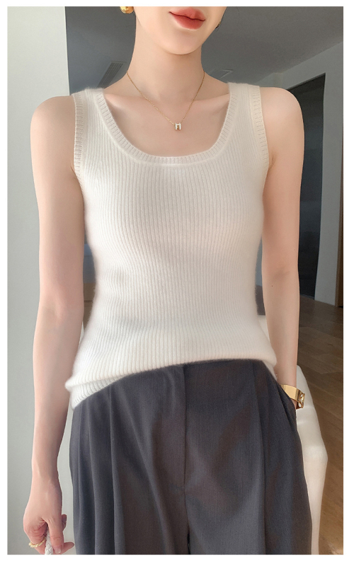 Γυναικείο χωρίς μανίκια πλεκτό τοπ από κασμίρ, φθινοπωρινός–χειμερινός, ίσια γραμμή, 3D σχέδιο, μείγμα μαλλιού 30–50%