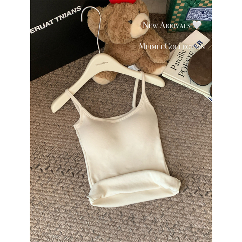 Ženski bez rukava top s U izrezom, fleece podstava, uska silueta, Derong materijal, jesen 2024