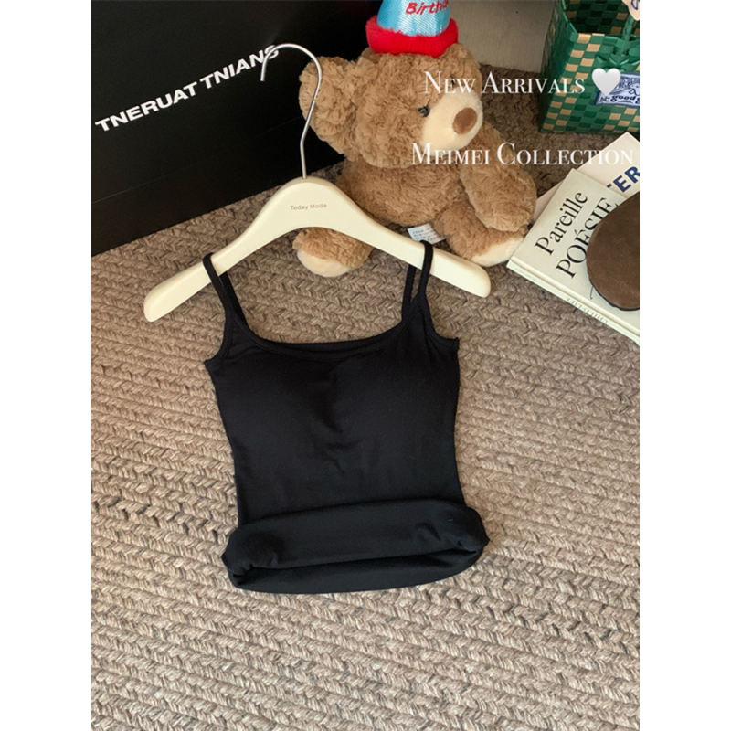 Ženski bez rukava top s U izrezom, fleece podstava, uska silueta, Derong materijal, jesen 2024