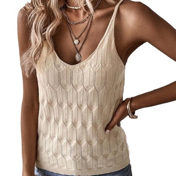 Ženski pleteni top s dvostrukim naramenicama, slim kroj, obična duljina, 95% vuna, geometrijski uzorak