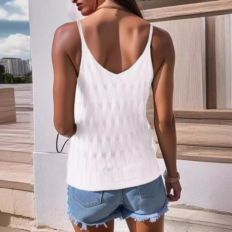 Ženski pleteni top s dvostrukim naramenicama, slim kroj, obična duljina, 95% vuna, geometrijski uzorak