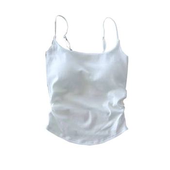 Pamut Spagetti pántos top beépített melltartó betéttel, rétegezéshez vagy önálló viseléshez, vékony anyag 101–120 g/m², kerek nyak