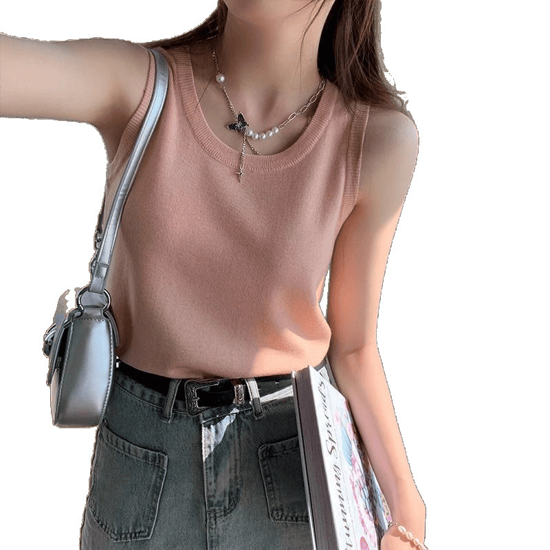 Ženski bezrukavni top, narameničasti stil (sling), gradski stil, A-kroj, poliester, visoka elastičnost
