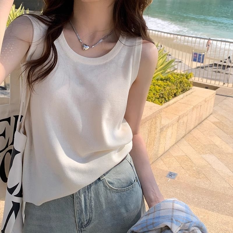 Ženski bezrukavni top, narameničasti stil (sling), gradski stil, A-kroj, poliester, visoka elastičnost