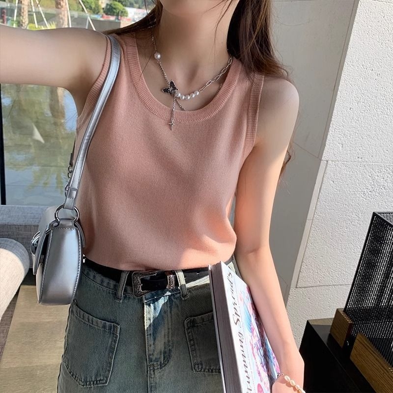 Ženski bezrukavni top, narameničasti stil (sling), gradski stil, A-kroj, poliester, visoka elastičnost