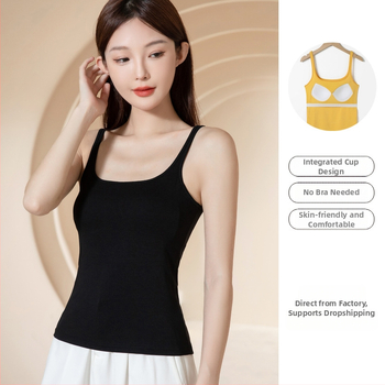 Tank top s trakama i ugrađenim jastučićem za dojke, U-leđa, nizak izrez — viskoza 50–70%