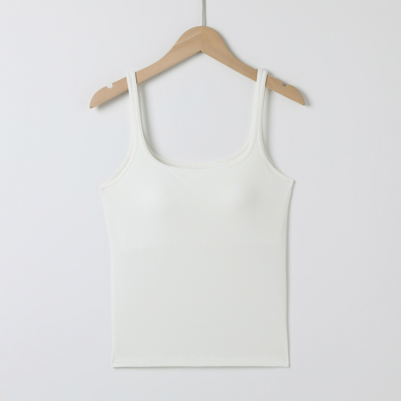 Tank top s trakama i ugrađenim jastučićem za dojke, U-leđa, nizak izrez — viskoza 50–70%