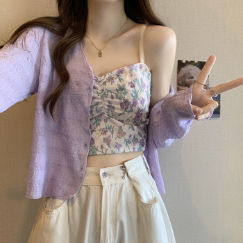 Najlon camisole s cvjetnom čipkom i jastučićem za prsa, V-izrez, ljeto