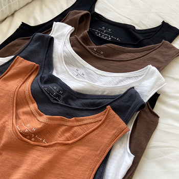 Ženski prozračni top od slub pamuka, ljeto, ležeran kroj, bez naramenica, svestran camisole (Materijal: slub pamuk; Postotak pamuka: 95%+; Stil: Ležerno; Duljina: obična 50–65 cm)