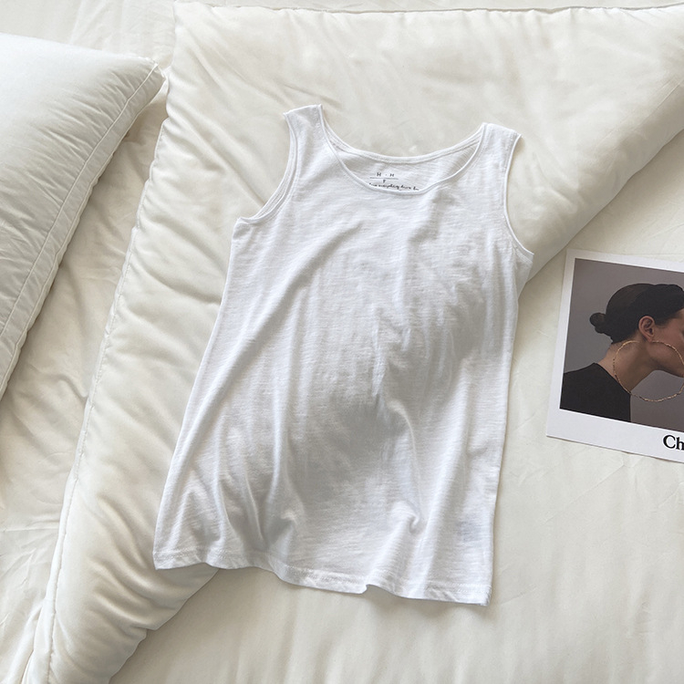 Ženski prozračni top od slub pamuka, ljeto, ležeran kroj, bez naramenica, svestran camisole (Materijal: slub pamuk; Postotak pamuka: 95%+; Stil: Ležerno; Duljina: obična 50–65 cm)