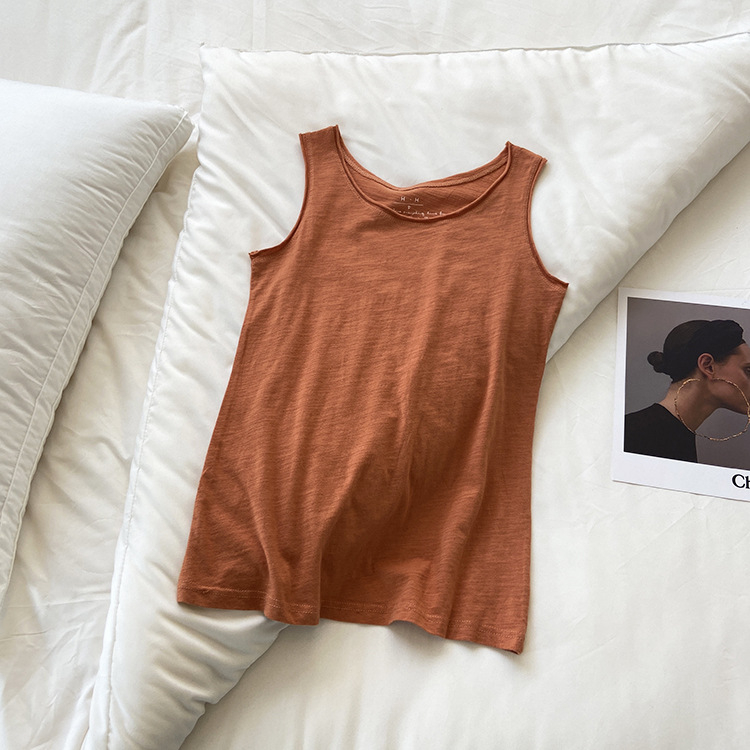 Ženski prozračni top od slub pamuka, ljeto, ležeran kroj, bez naramenica, svestran camisole (Materijal: slub pamuk; Postotak pamuka: 95%+; Stil: Ležerno; Duljina: obična 50–65 cm)