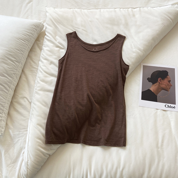 Ženski prozračni top od slub pamuka, ljeto, ležeran kroj, bez naramenica, svestran camisole (Materijal: slub pamuk; Postotak pamuka: 95%+; Stil: Ležerno; Duljina: obična 50–65 cm)