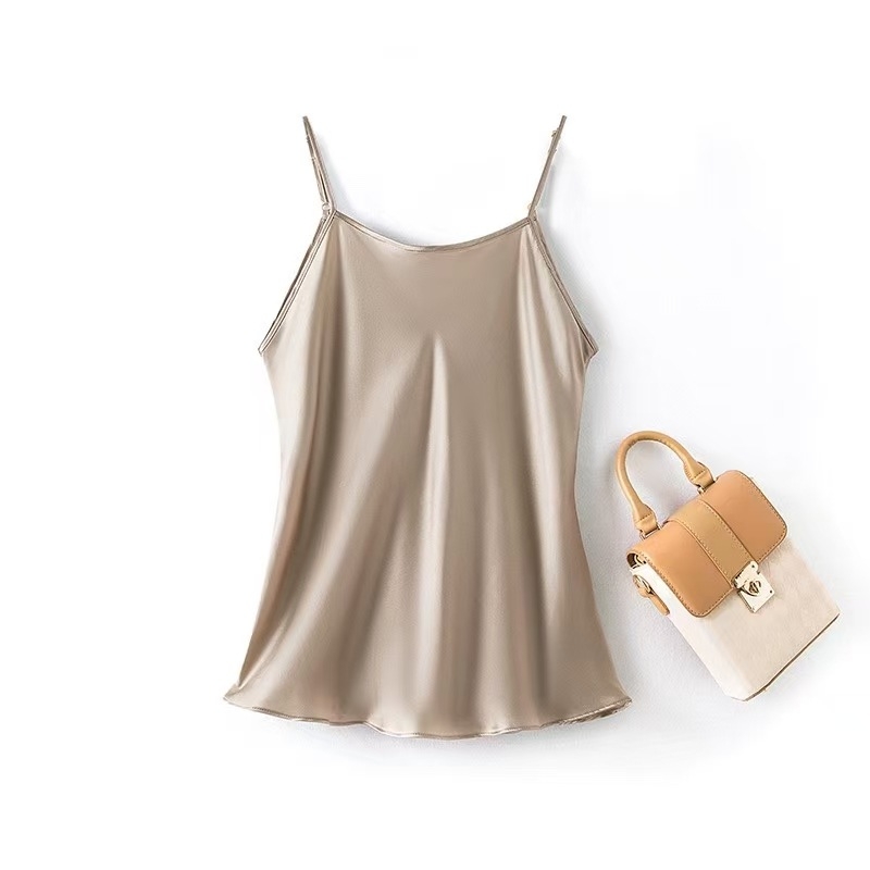 Ženski svileni top s podesivim trakama, Mulberry svila, uski kroj, obična duljina, britanski stil