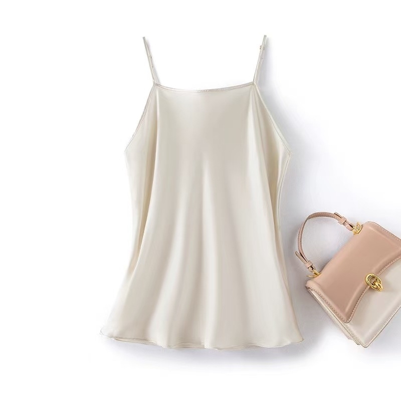 Ženski svileni top s podesivim trakama, Mulberry svila, uski kroj, obična duljina, britanski stil