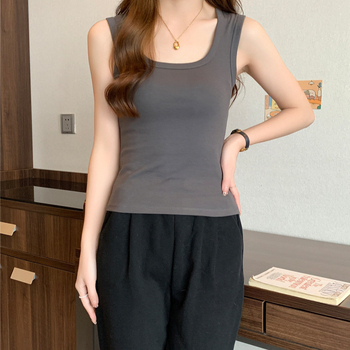 Ženski top bez rukava s kvadratnim izrezom, lagana poliester-viskozna smjesa, ležernog kroja, regularna duljina, jednobojan