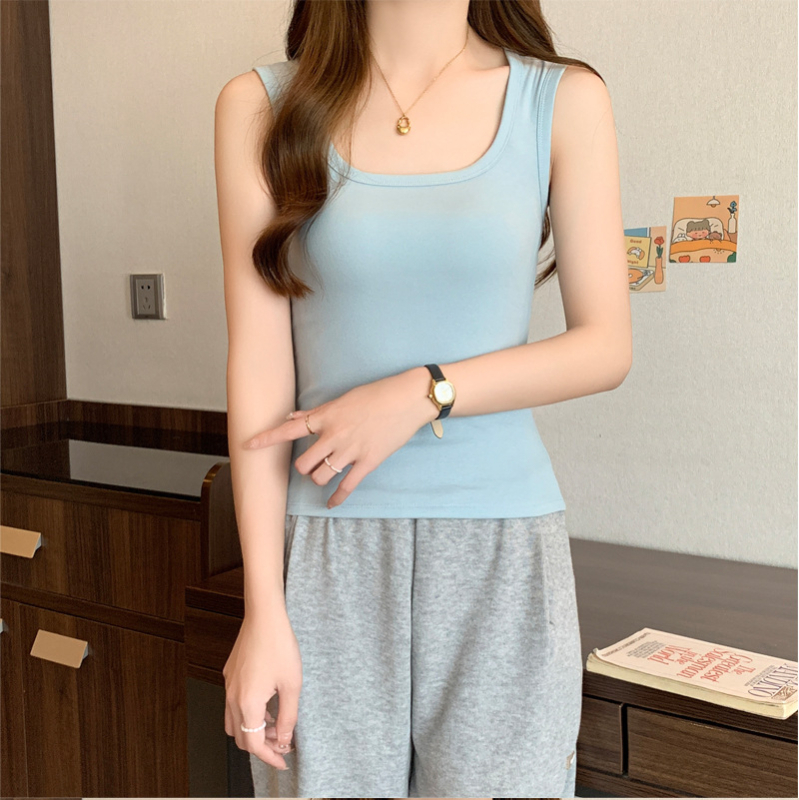 Ženski top bez rukava s kvadratnim izrezom, lagana poliester-viskozna smjesa, ležernog kroja, regularna duljina, jednobojan