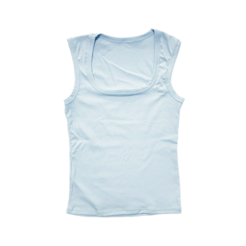 Ženski top bez rukava s kvadratnim izrezom, lagana poliester-viskozna smjesa, ležernog kroja, regularna duljina, jednobojan