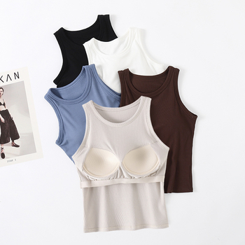 Camisole s ugrađenim jastučićima za grudnjak, protuklizno, vest-stil, zaobljen izrez, viskozna tkanina