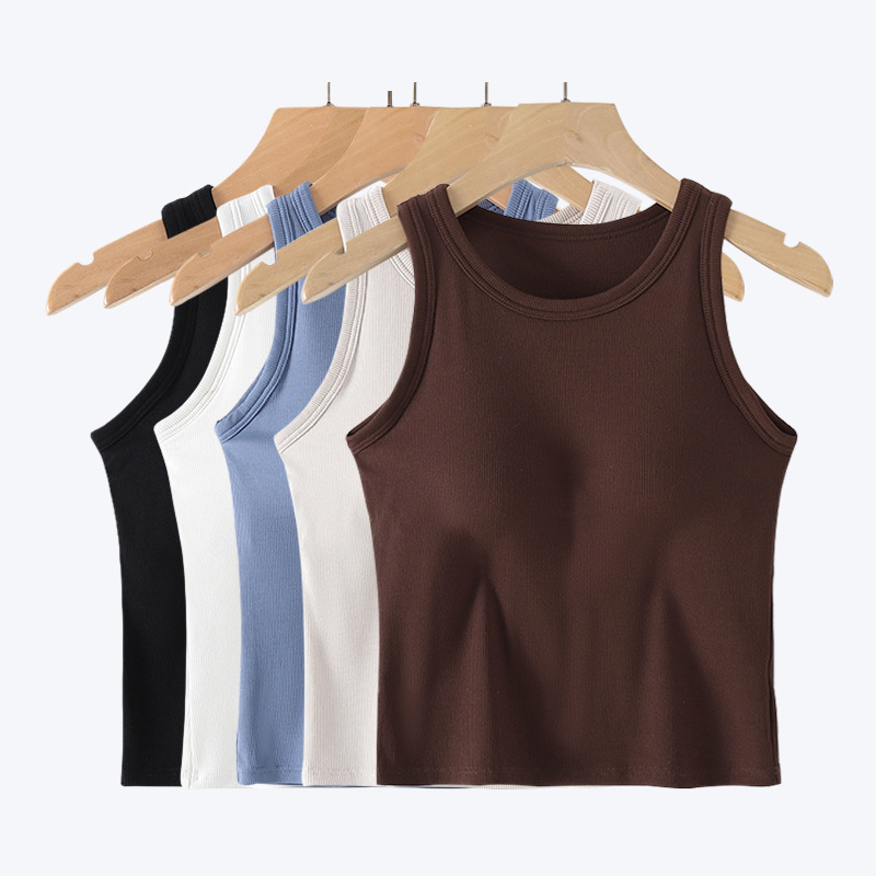Camisole s ugrađenim jastučićima za grudnjak, protuklizno, vest-stil, zaobljen izrez, viskozna tkanina
