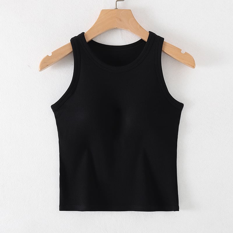 Camisole s ugrađenim jastučićima za grudnjak, protuklizno, vest-stil, zaobljen izrez, viskozna tkanina