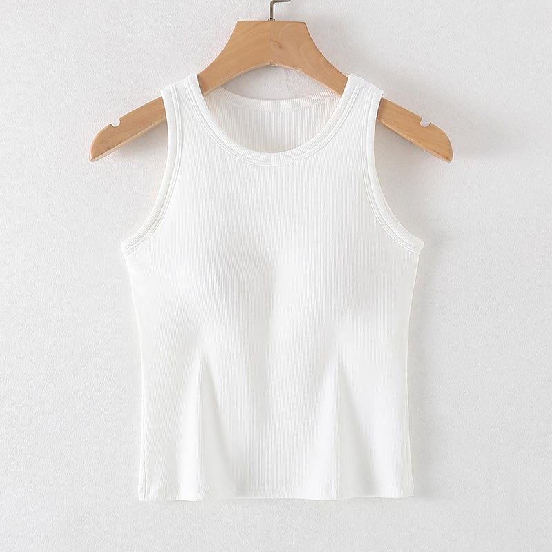 Camisole s ugrađenim jastučićima za grudnjak, protuklizno, vest-stil, zaobljen izrez, viskozna tkanina