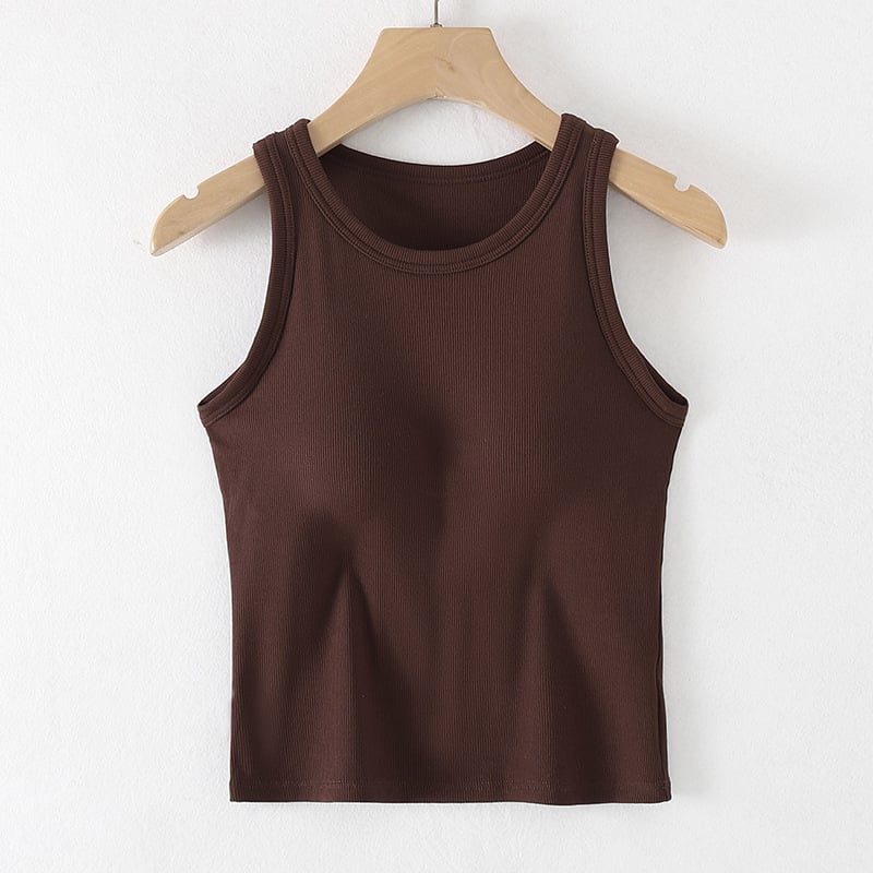 Camisole s ugrađenim jastučićima za grudnjak, protuklizno, vest-stil, zaobljen izrez, viskozna tkanina