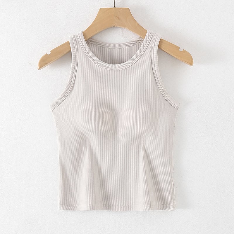 Camisole s ugrađenim jastučićima za grudnjak, protuklizno, vest-stil, zaobljen izrez, viskozna tkanina