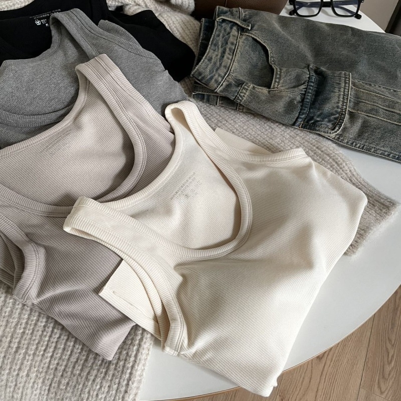 Vesta sa širokim ramenima, kaiš za prsa i napunjene košarice, uski unutarnji top, korejski stil, gusta viskozna tkanina 251–300 g/m²