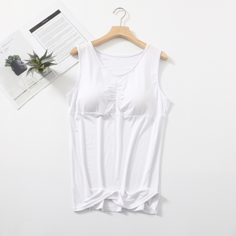 Ženski ležerni tank top od modalnog pamuka s ugrađenom podrškom za prsni koš, jednostruka naramenica, jednobojni, opušteni korejsko-japanski stil