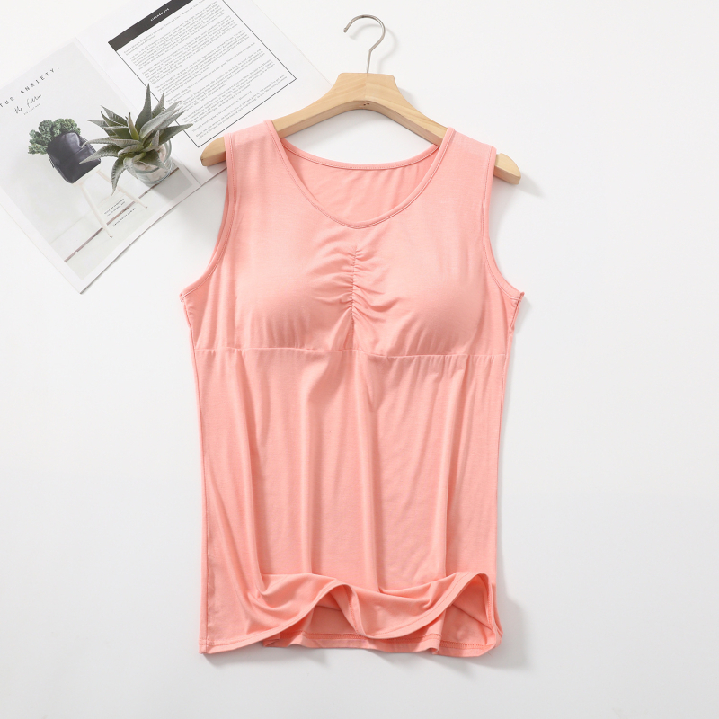 Ženski ležerni tank top od modalnog pamuka s ugrađenom podrškom za prsni koš, jednostruka naramenica, jednobojni, opušteni korejsko-japanski stil