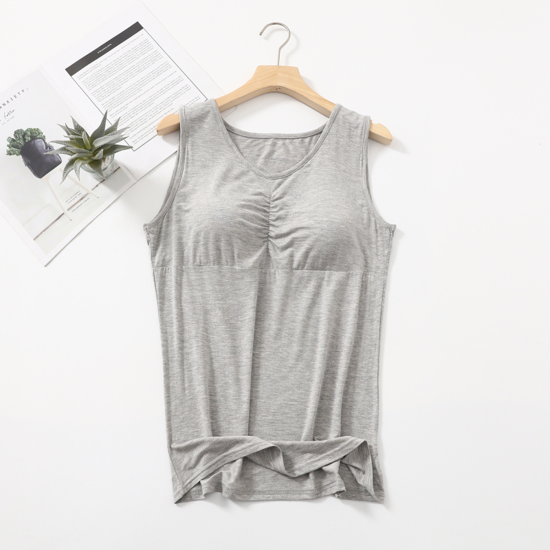 Ženski ležerni tank top od modalnog pamuka s ugrađenom podrškom za prsni koš, jednostruka naramenica, jednobojni, opušteni korejsko-japanski stil