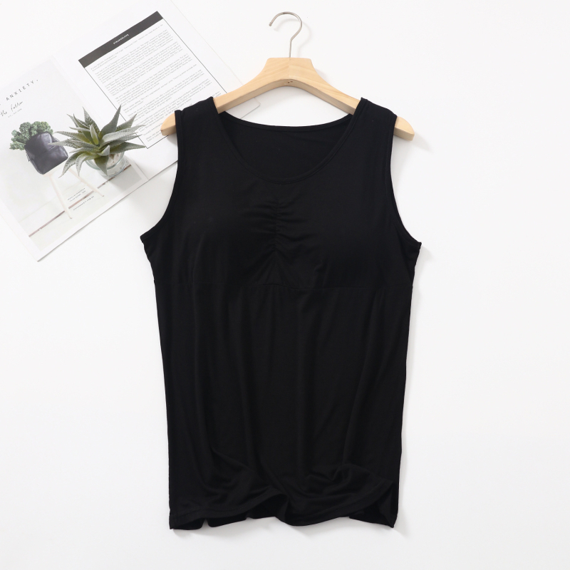 Ženski ležerni tank top od modalnog pamuka s ugrađenom podrškom za prsni koš, jednostruka naramenica, jednobojni, opušteni korejsko-japanski stil