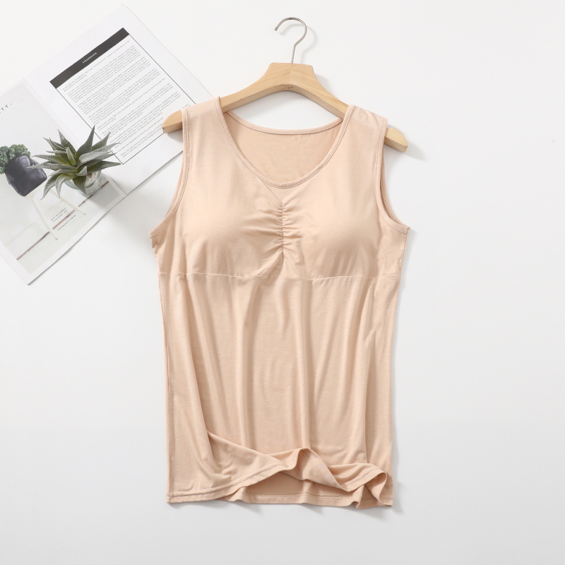 Ženski ležerni tank top od modalnog pamuka s ugrađenom podrškom za prsni koš, jednostruka naramenica, jednobojni, opušteni korejsko-japanski stil