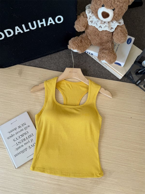 Ženski pamučni camisole top s Y-ramenima, uski kroj, mikroelastičnost, pull-over stil