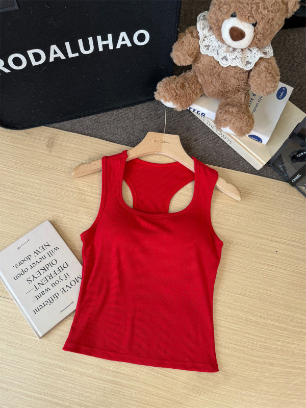 Ženski pamučni camisole top s Y-ramenima, uski kroj, mikroelastičnost, pull-over stil