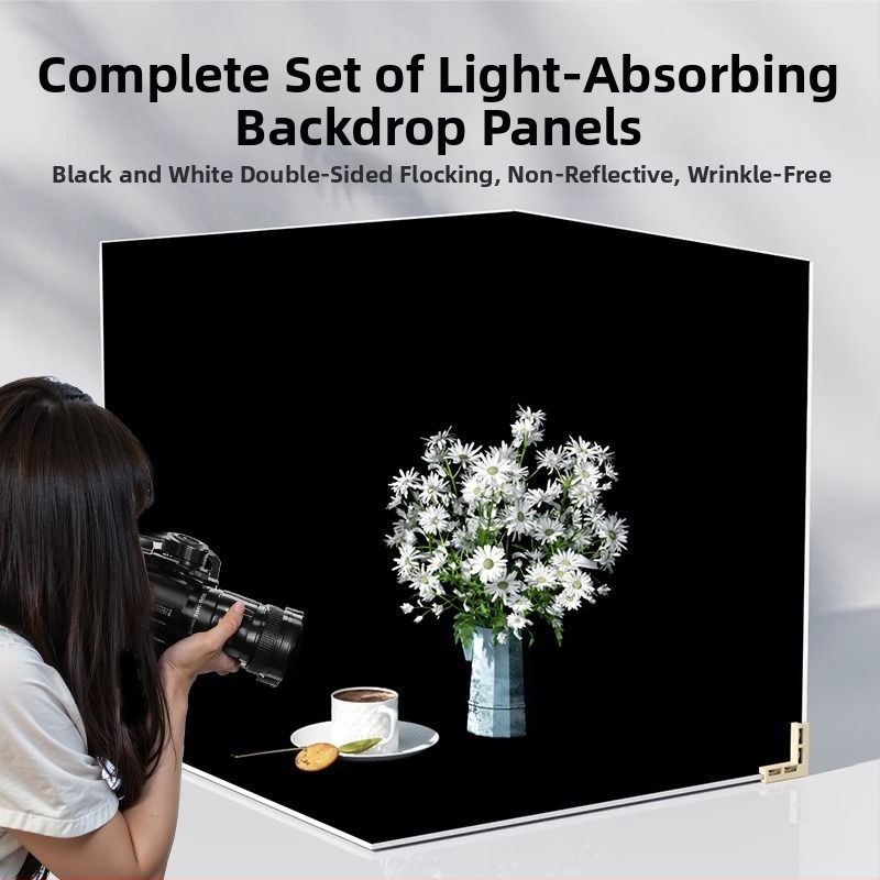 Divpusīgs flokēts foto fons, bieza necaurlaidīga melna fona tortēm un juvelierizstrādājumiem
