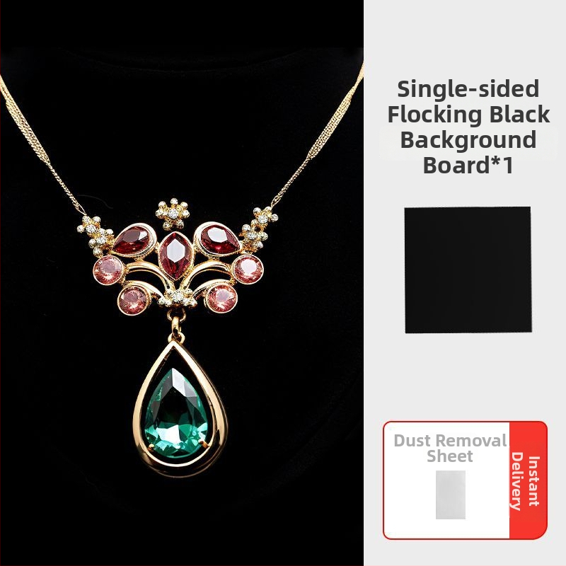 Divpusīgs flokēts foto fons, bieza necaurlaidīga melna fona tortēm un juvelierizstrādājumiem