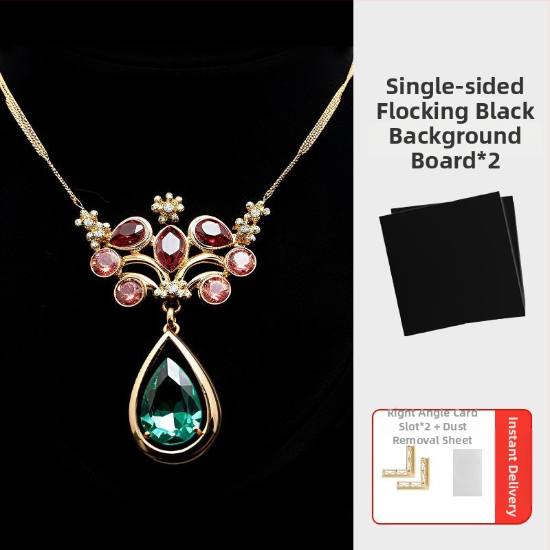 Divpusīgs flokēts foto fons, bieza necaurlaidīga melna fona tortēm un juvelierizstrādājumiem