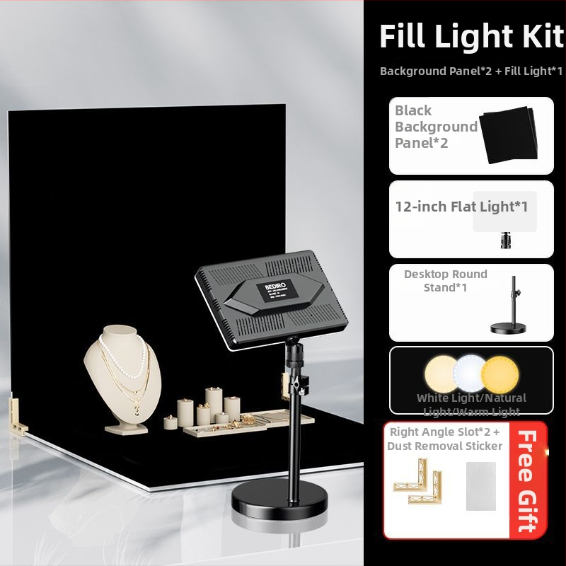 Divpusīgs flokēts foto fons, bieza necaurlaidīga melna fona tortēm un juvelierizstrādājumiem