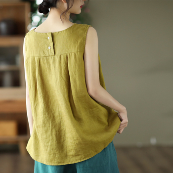 Camisola od pamuka i lana, slobodan kroj, duljina 50–65 cm, sadržaj pamuka 50–70%, naramenice ne skinute