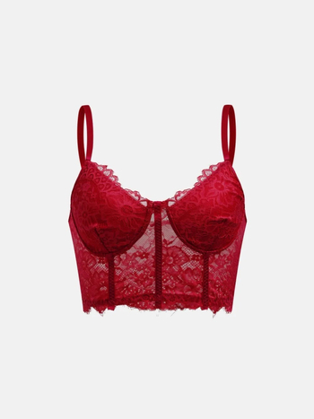 Čipkasti top-korset s trakama, cvjetni uzorak, sling stil, uski kroj, kratka duljina