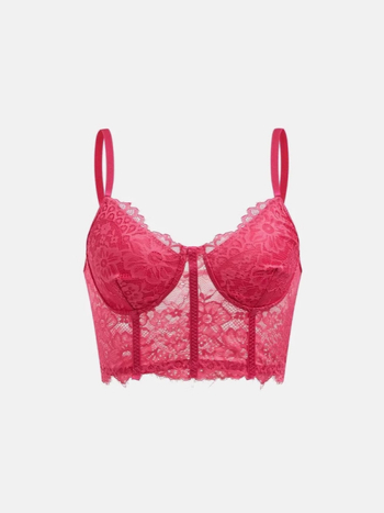 Čipkasti top-korset s trakama, cvjetni uzorak, sling stil, uski kroj, kratka duljina