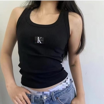 Slim-fit kamizola s tiskom slova, pamuk/spandeks mješavina, kratki bez rukava, remenčić, proljeće 2025