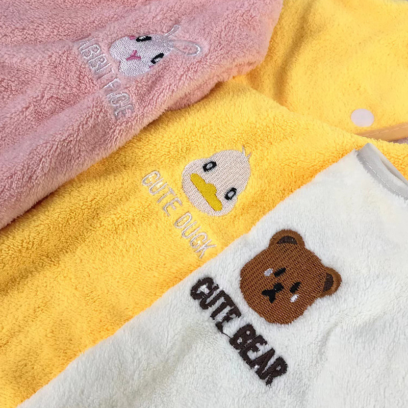 Bavete bebeluș în formă de U, din coral velvet, cu imprimeu desen animat, anti-murdărire, potrivit pentru sugari și copii mici (0–3 ani)