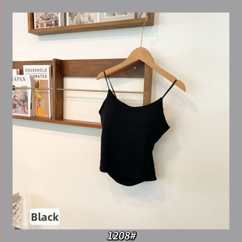 Nové minimalistické tielko s tenkými ramienkami, otvorený chrbát, sexy dizajn, s latexovými výplňami v prsiach