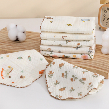 Prosop pătrat din tifon pentru copii, model desen animat, material absorbant, vârsta 1–3 ani