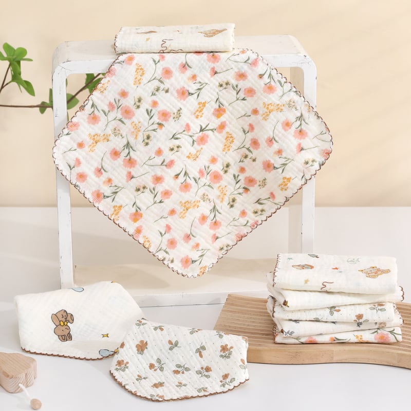 Prosop pătrat din tifon pentru copii, model desen animat, material absorbant, vârsta 1–3 ani