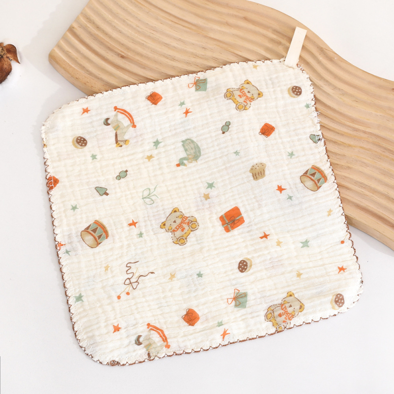Prosop pătrat din tifon pentru copii, model desen animat, material absorbant, vârsta 1–3 ani